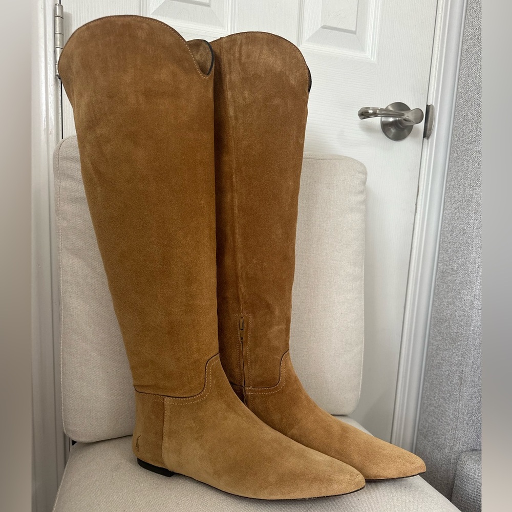 Conscious Woman’s Polo Ralph Lauren Brown Leather suede knee-high flat boots 6.5